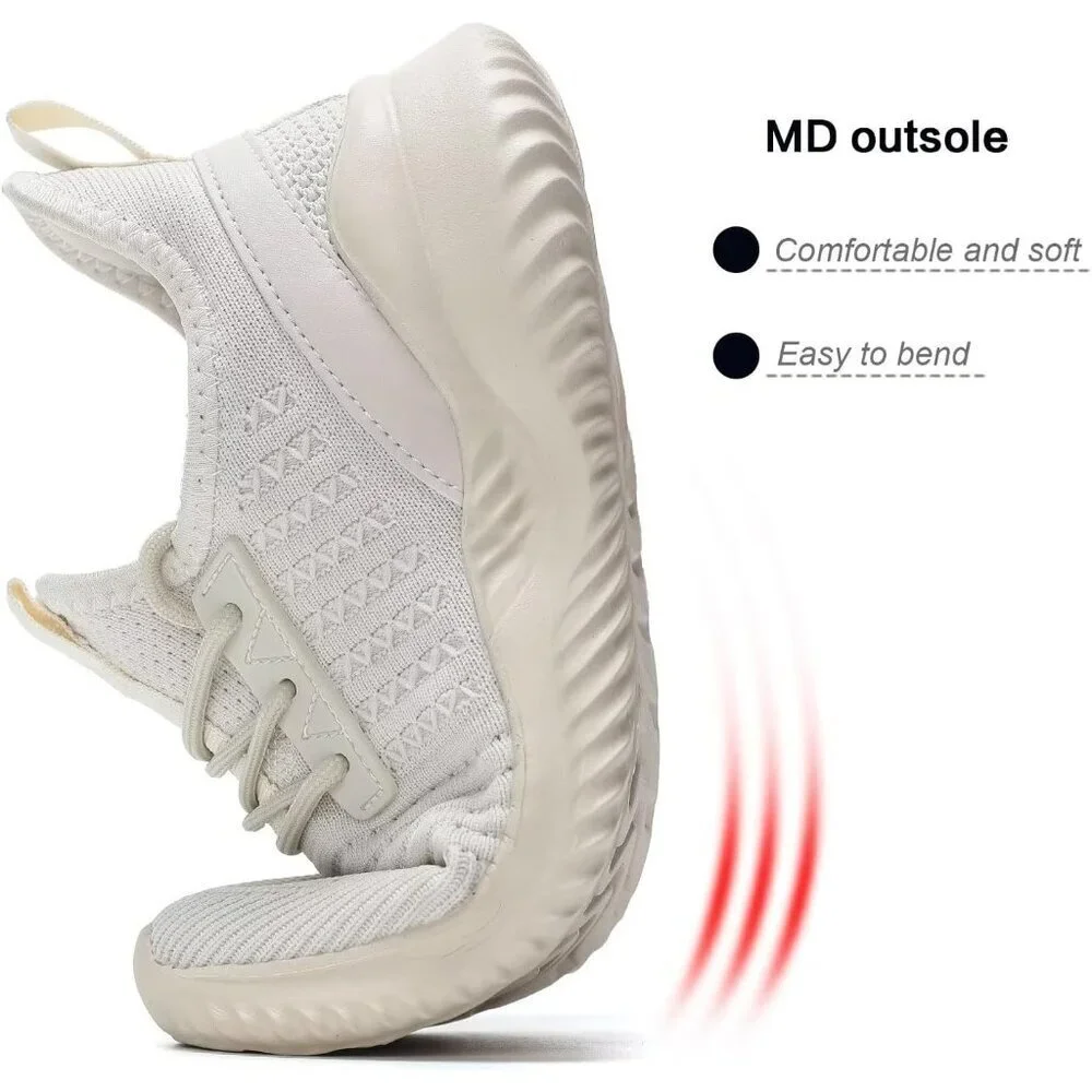 Women's Beige Lightweight Breathable Non Slip Athletic Mesh Fashion Sneakers